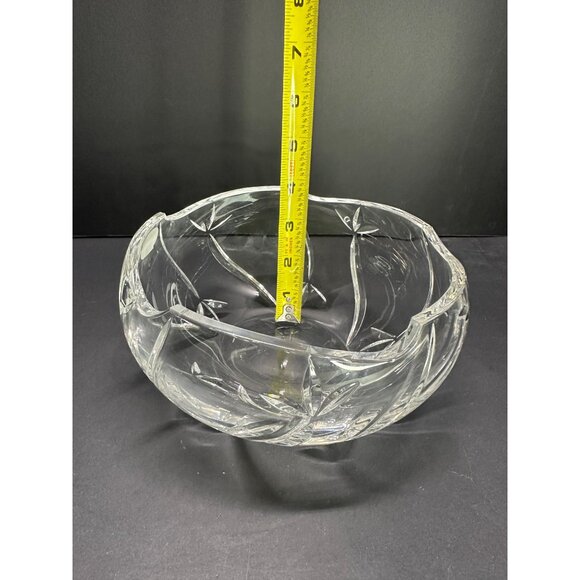 Vtg Clear Glass Bohemia Crystal Czech Cut To Clear 7" DIA Bowl Original Label - Picture 11 of 14